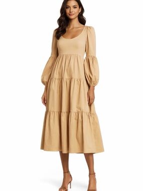 Cinq à Sept Rose Midi Dress in Gold | Size 6 | Like New
